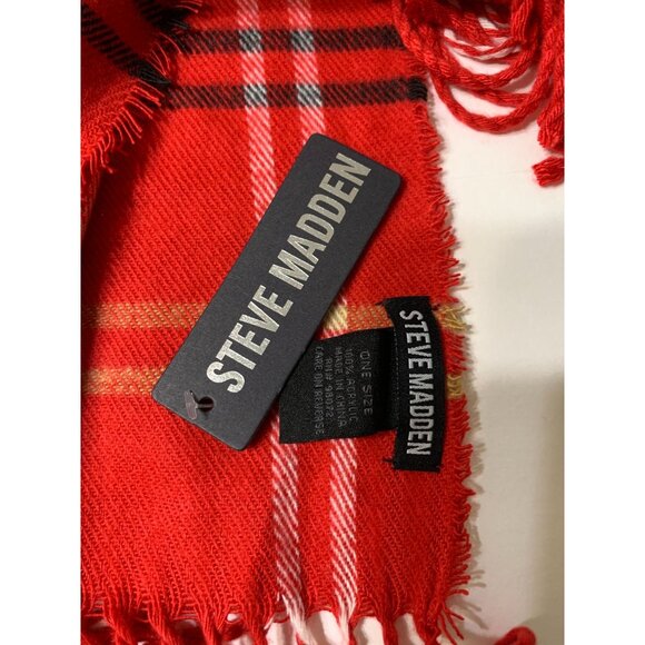 NWT Steve Madden Red Plaid Long Scarf - Picture 2 of 7
